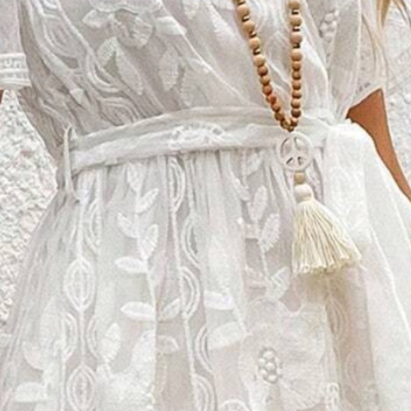 Boho Floral Embroidered Lace Cottagecore Maxi Dress - Picture 3 of 3